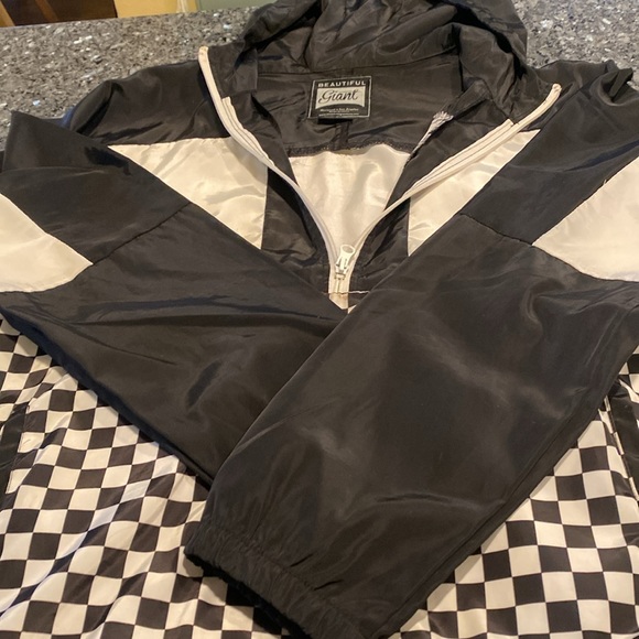 Beautiful Giant jacket 80’s checkerboard black and white pockets quarter zip - Picture 4 of 8